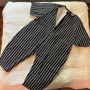 Meme Black and White Striped Jumpsuit